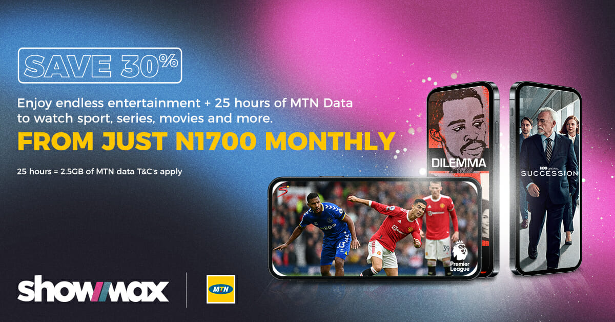 Get a Showmax bundle deal from MTN Nigeria from N1,700 a month