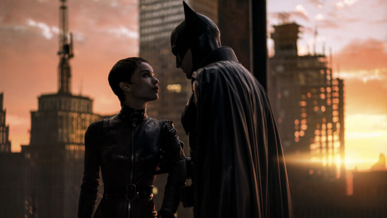 Robert Pattinson and Zoe Kravitz in a scene from The Batman on Showmax