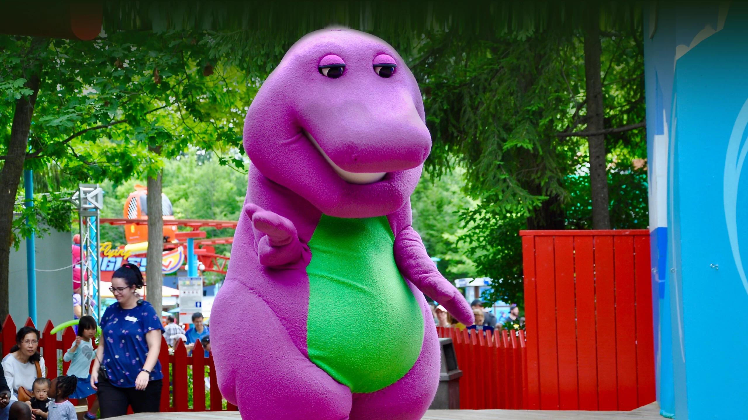 Barney the Purple Dinosaur, a still from the documentary I love you, You Hate Me, on Showmax
