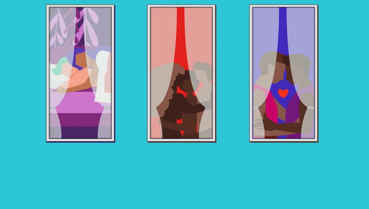 Graphic of three windows from the Showmax Original Sex and Pleasure