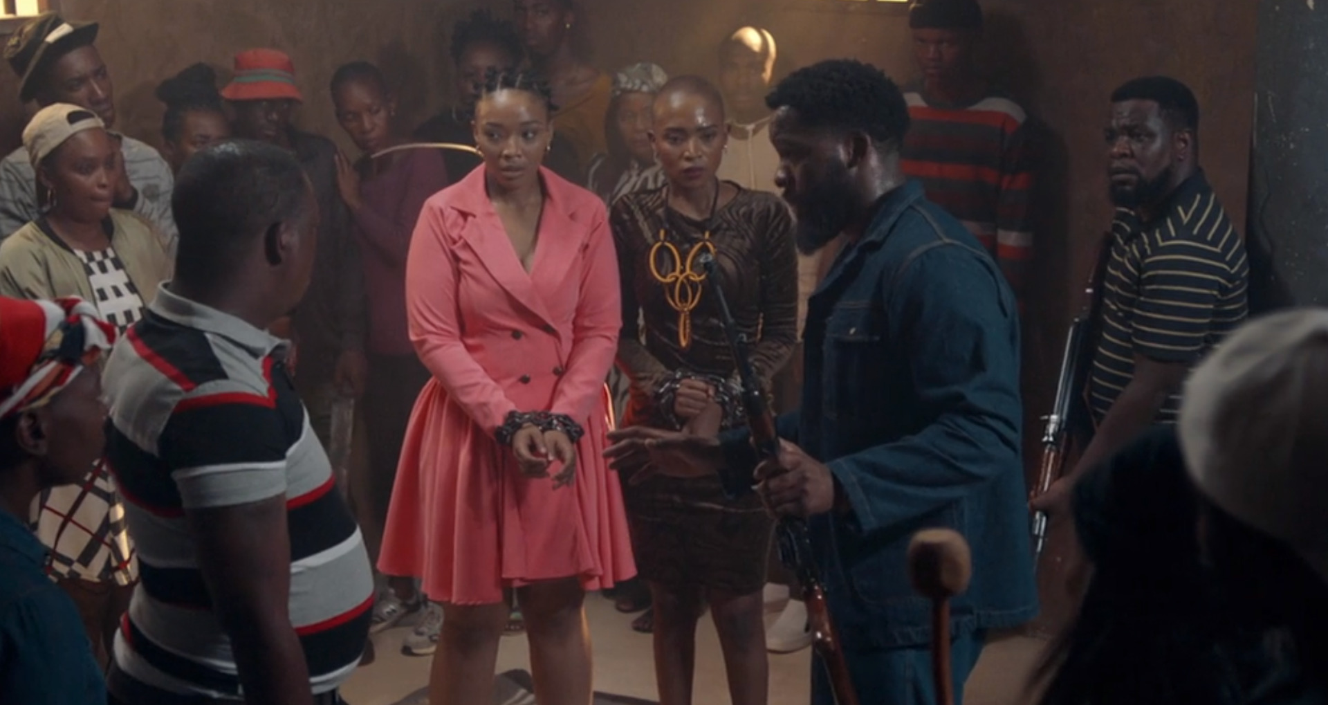 Naledi and Tshedi with the community members on The Wife Season 3 finale now on Showmax