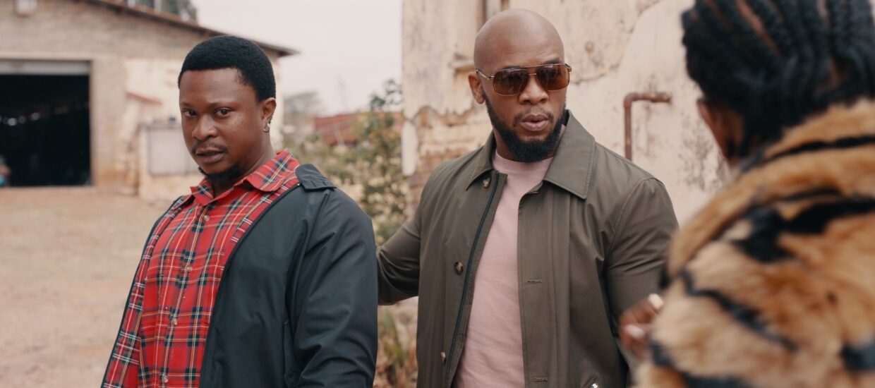 Eric (l) is ready to fight to get Ncumisa back and Bonga urges him to be find another way in Adulting S2