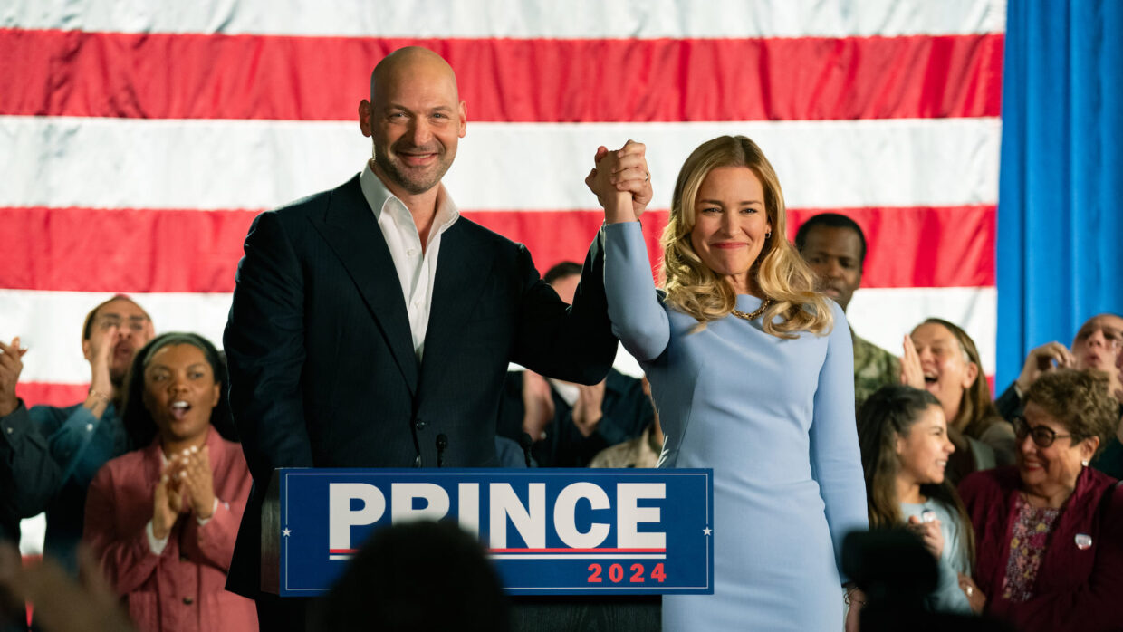 Corey Stoll as Michael "Mike" Prince and Piper Perabo as Andy Salter in Billions S7