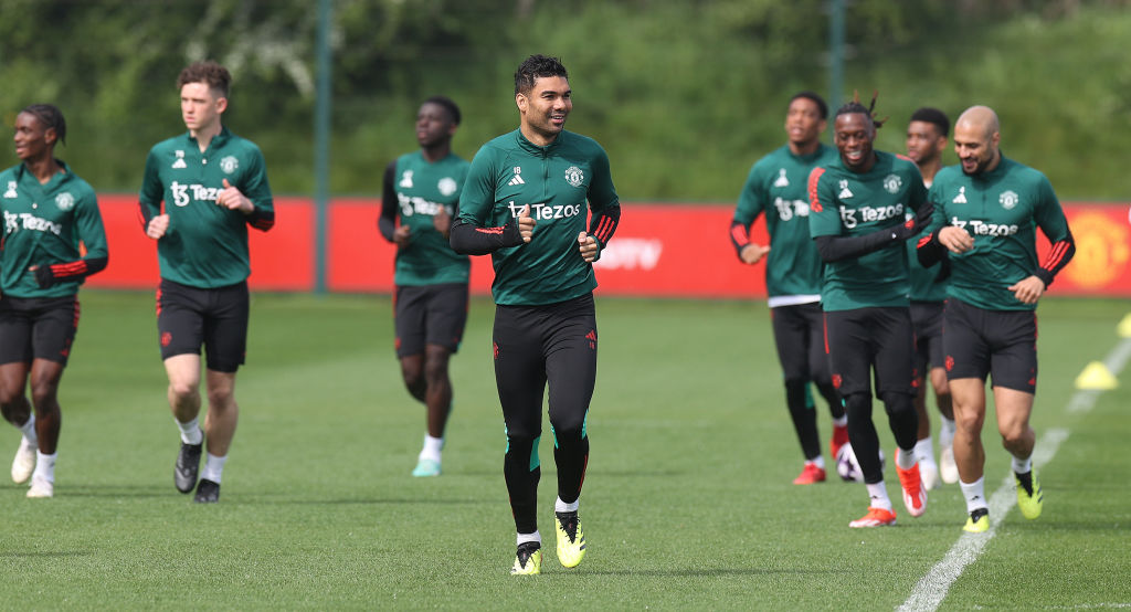 Casemiro of Manchester United in action during a first team training session - stream on Showmax Premier League.