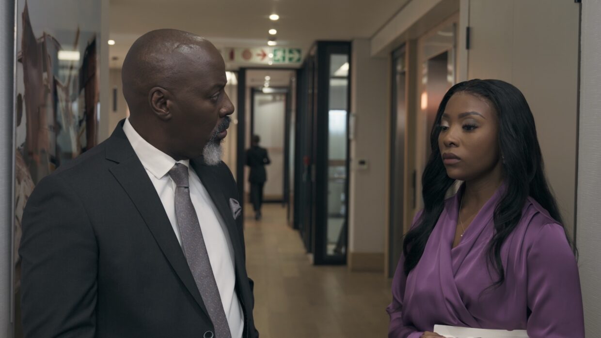 Nimrod Nkosi as Gatsha Gumede and Pearl Modiadie as Ayanda Gumede-Williams in Law, Love and Betrayal