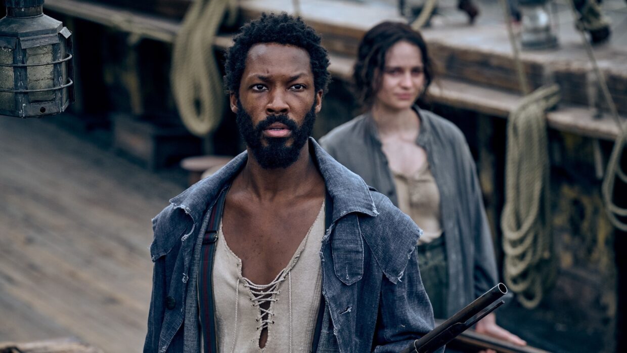 Corey Hawkins as Clemens and Aisling Franciosi as Anna in The Last Voyage of the Demeter