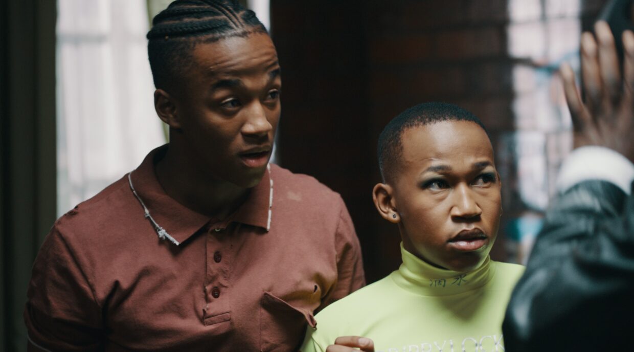 Thabiso Ramotshela as Mahlatse and Lebogang Lephatsoana as Tumelo in Youngins